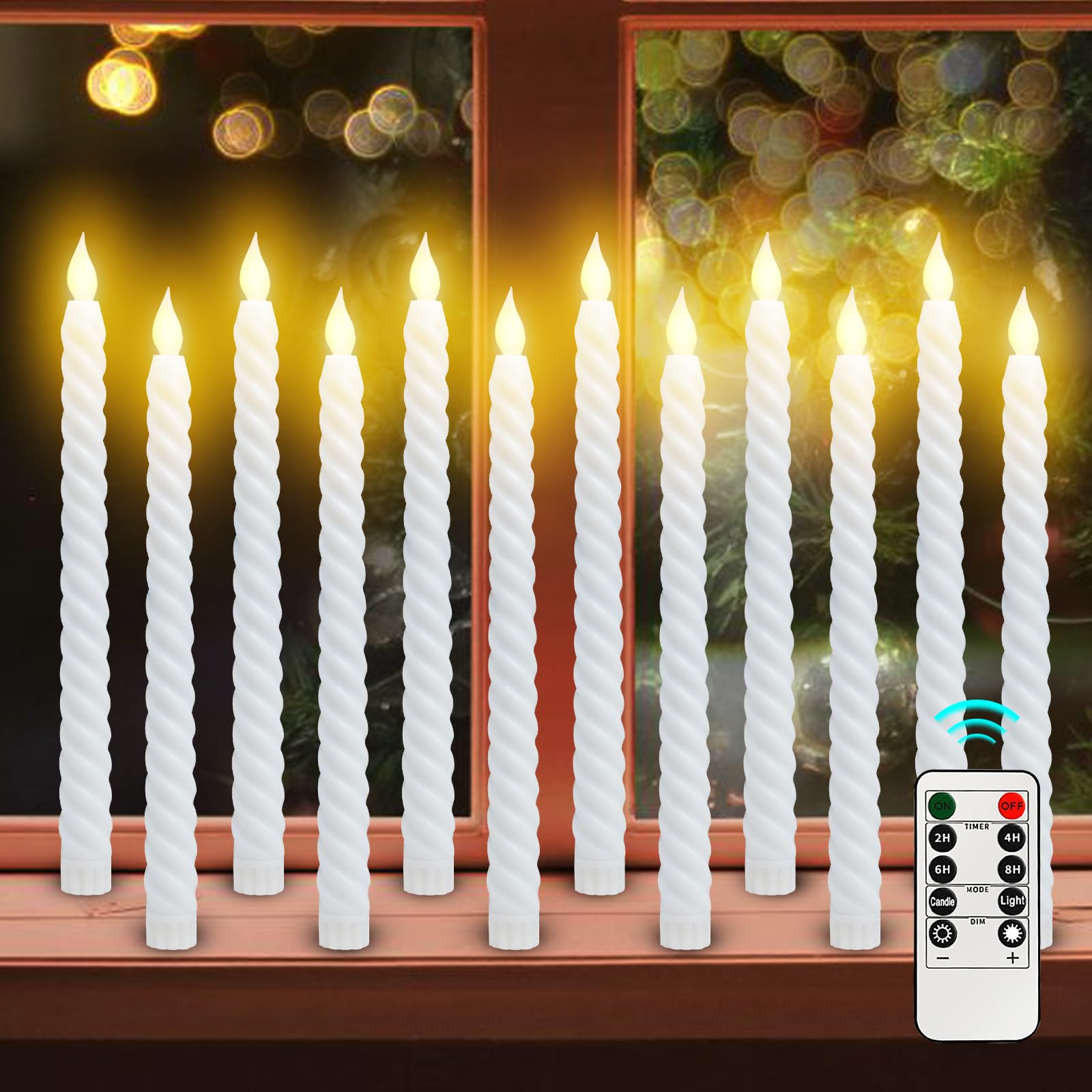 Lot De 12 Bougies LED à Flamme Vacillante - Coniques, Sans Flamme, Sécurité - Décoration D'ambiance