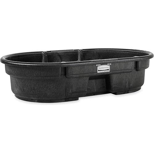 Rubbermaid Commercial Products Stock Tank, 50-Gallons, Structural Foam, Heavy Duty Container, for Livestock/Animal/Cattle Feed & Water, Outdoor Homemade Pool/Hot Tub/Bathtub, & Pet Cleaning/Dog Wash