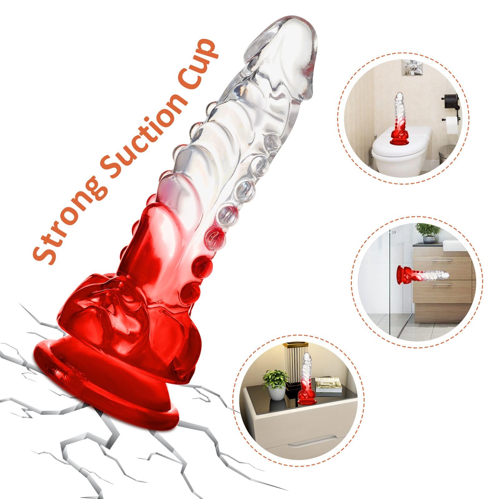 Wdrssfys Dragon Dildo,7.8 Inch Realistic G-spot Dildo Clear-Red Gradient with Barbs,Fantasy Dildo Adult Sex Toys for Women en and Couples: M