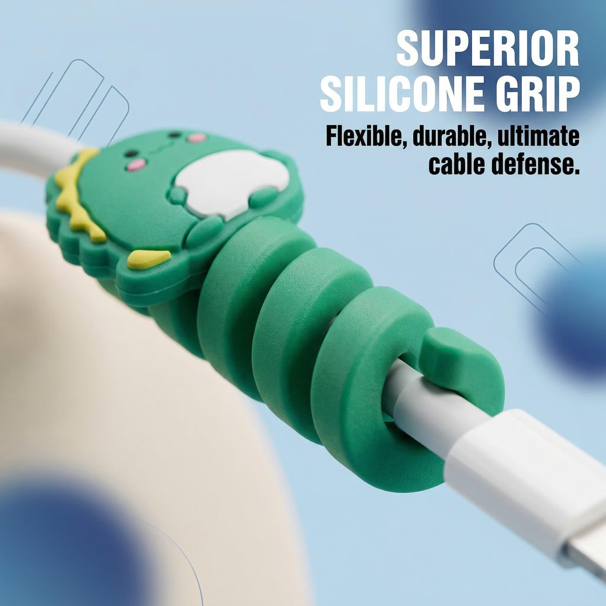 Cable Connection Protectors, 8 pezzi di protezione per cavi dati, protezione a spirale, protezione per cavi di ricarica a forma di cartone animato, Adatto per cavi dati del cellulare