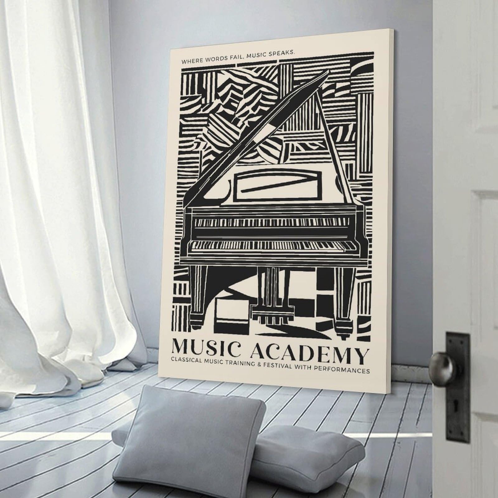 Junmoney Music Academy Canvas Wall Decor, 20x30inch(50x75cm), for New Homes, Bedrooms Or Workspaces, Gift Idea for Housewarming And Birthdays