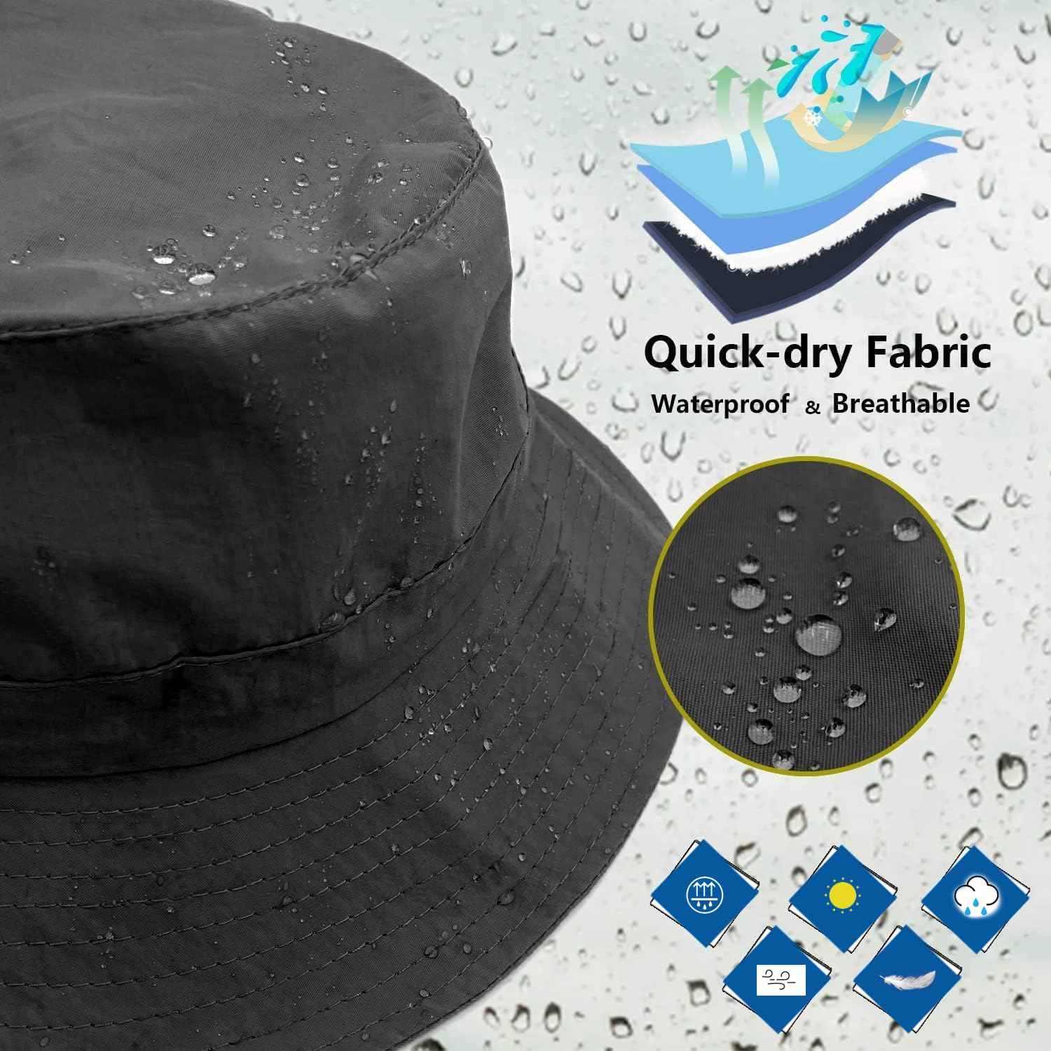 lifwimner Cappello da Pescatore Sole Donna Uomo Pieghevole Cappelli Estivo Impermeabile Safari per Pesca Esterno