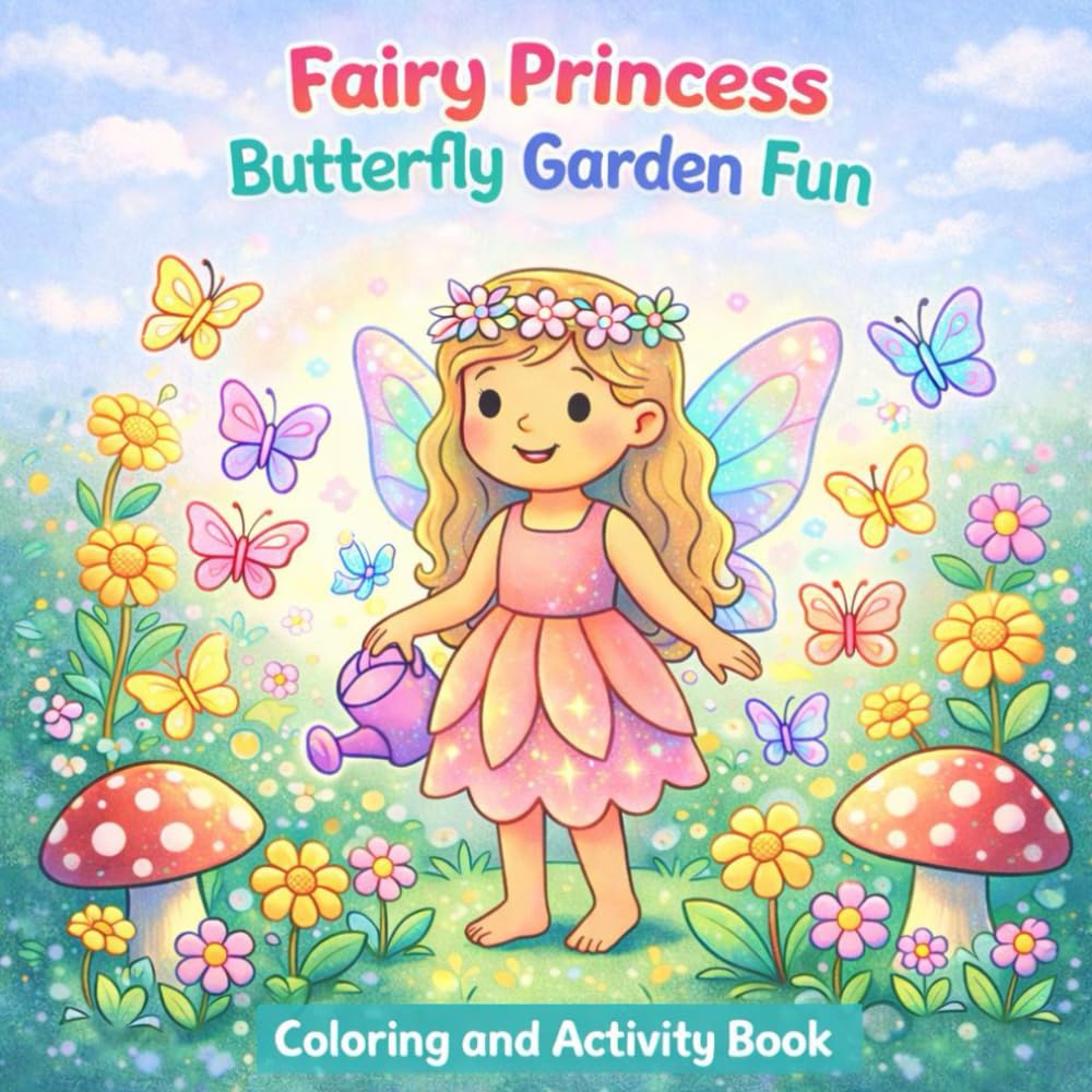 Fairy Princess Butterfly Garden Fun: Coloring and Activity Book