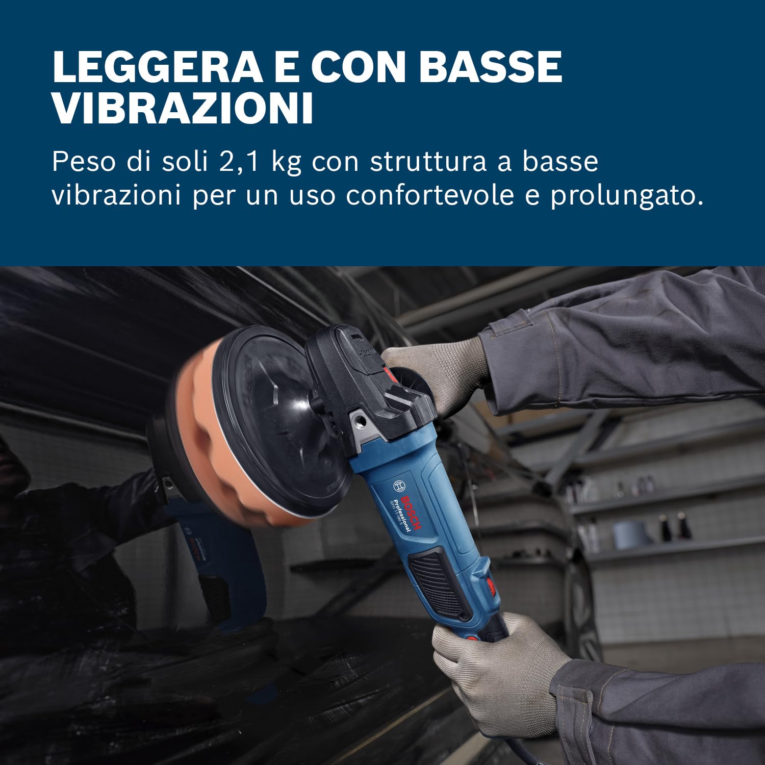 Bosch Professional Lucidatrice rotante GPO 11-180 S (incl. 1 platorello di supporto da 180 mm, 1 platorello in spugna da 180 mm, 1 impugnatura ausiliaria)