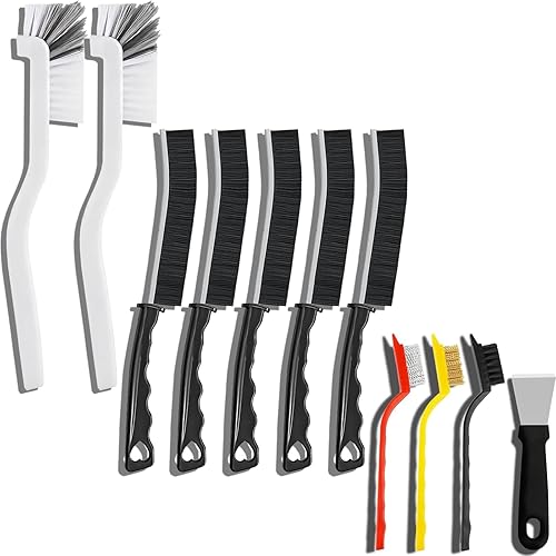 Dfacio 11Pcs Crevice Cleaning Brush Set, Hard Bristle Cleaning Supplies for Kitchen, Bathroom, Corner, Grout, Sink, Cup, Teapot, Bottle, Blender