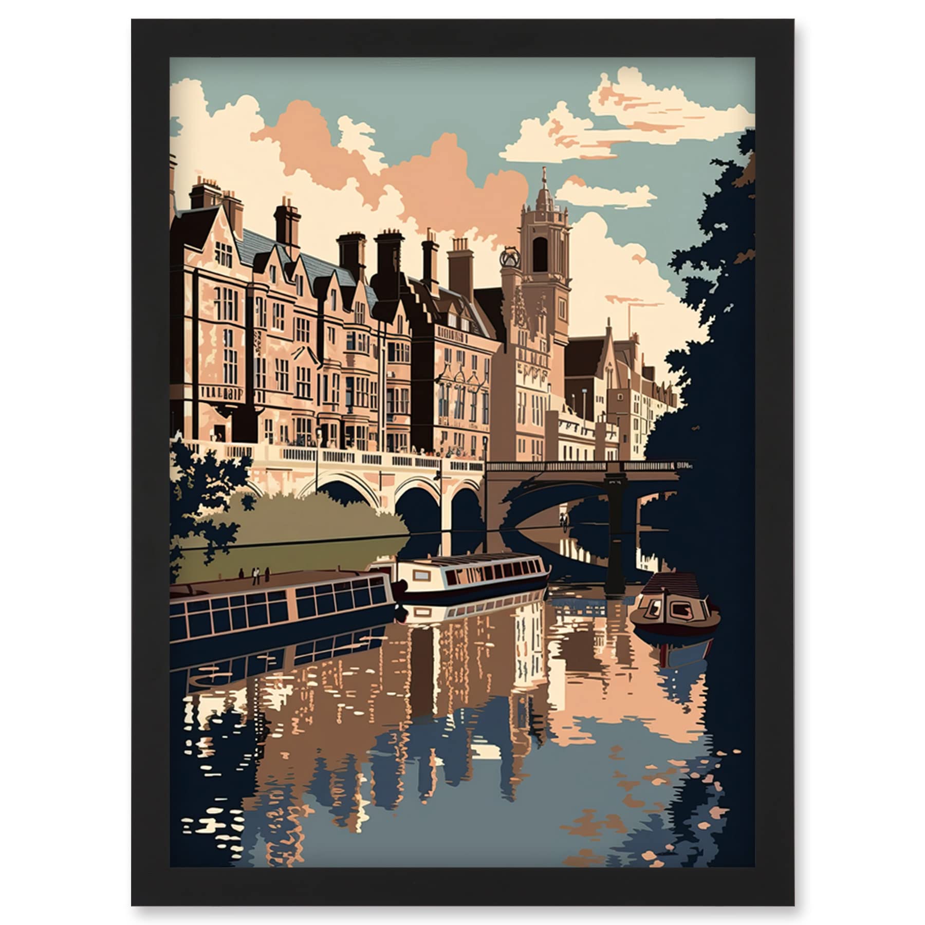 Artery8 River Cam And University Of Cambridge Buildings Wall Art PrintA4 Size from B&Q