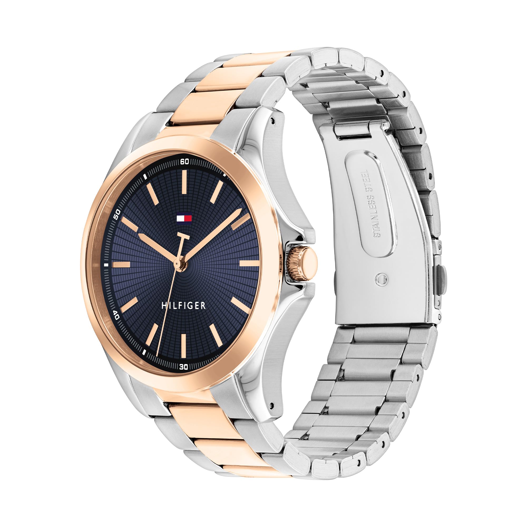 Tommy Hilfiger Orologio con Movimento al Quarzo a Tre Lancetteda Uomo con Cinturino in Acciaio Inossidabile Bicolore - 1792193, Rose Gold