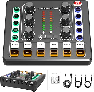 Audio Mixer,Audio Interface with DJ Mixer Live Sound Card Effects and Voice Changer,podcast equipment bundle Stereo DJ Studio Streaming, Prefect for live Streaming/Podcasting/Gaming