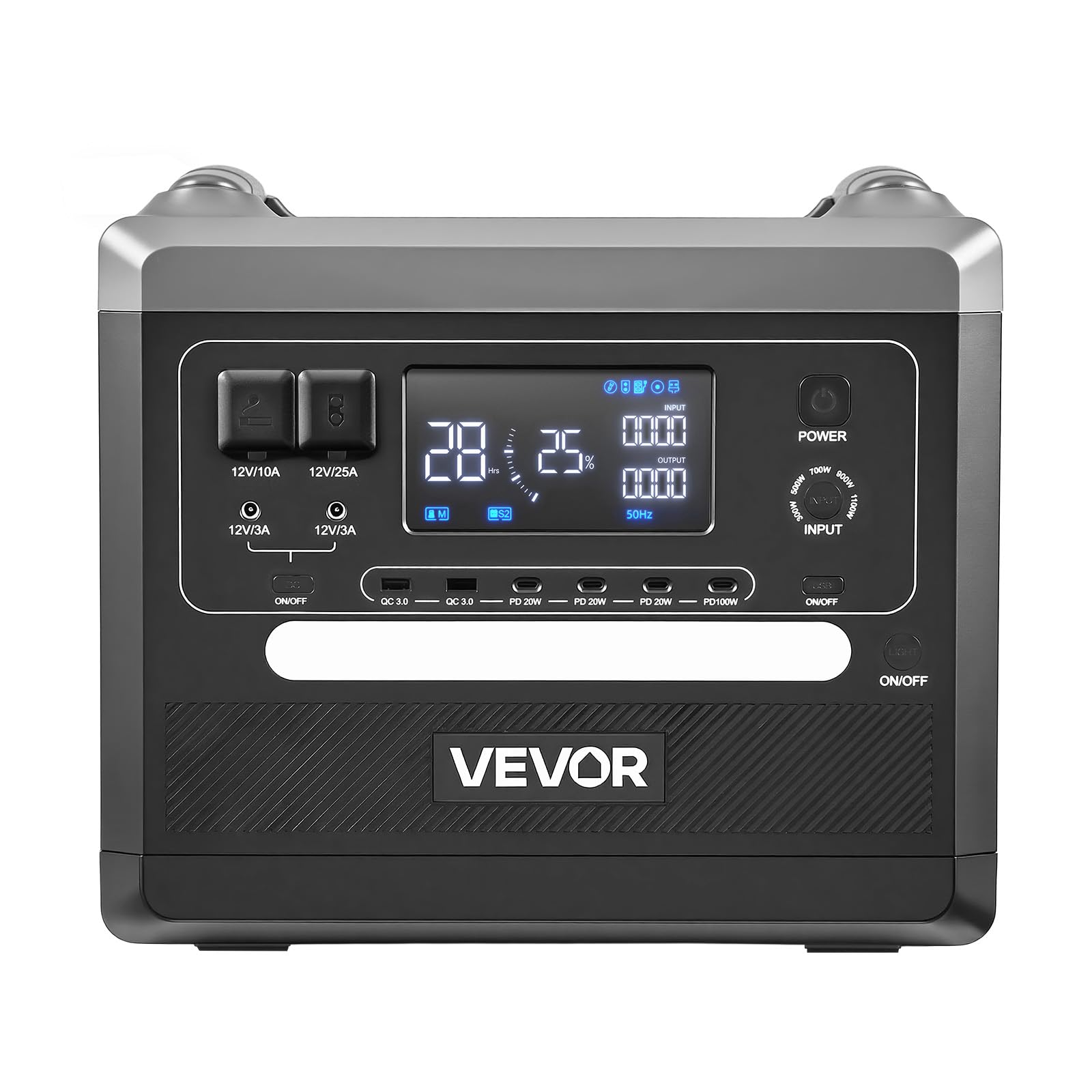 VEVOR Estación de Energía Portátil 2160 Wh, Generador Solar 2400 W, para Camping, Vehículos y Actividades de Ocio, 10 Puertos de Salida, Potencia de Entrada Ajustable, Panel Solar no Incluido