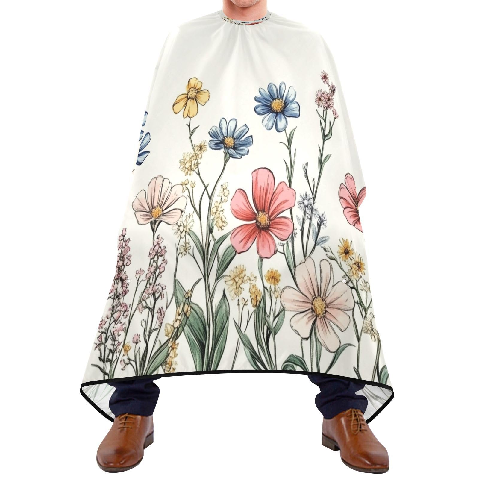 Kigai Hair Cutting Cape for Men & Women Colorful Wildflowers Waterproof Barber Cape Professional Hairdressing Salon Styling Cape with Adjustable Closure Snap