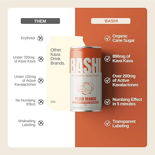 Miniatura 4 de Bashi - Kava Drink Experience - Relajación natural y alivio del estrés - Extracto de kava a base de plantas - Sin alcohol, sin cafeína - Mango de