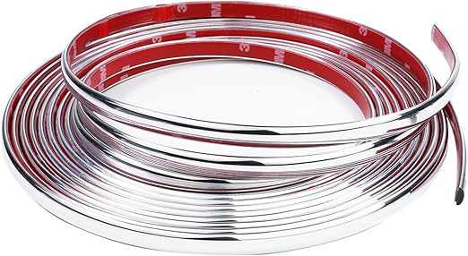 25Ft Automotive Chrome Trim Molding 1/2"(12mm) Heavy Duty Car Side Moldings UV-Protected Scratch-Proof for All Vehicles Body Door Window Bumper Self Adhesive