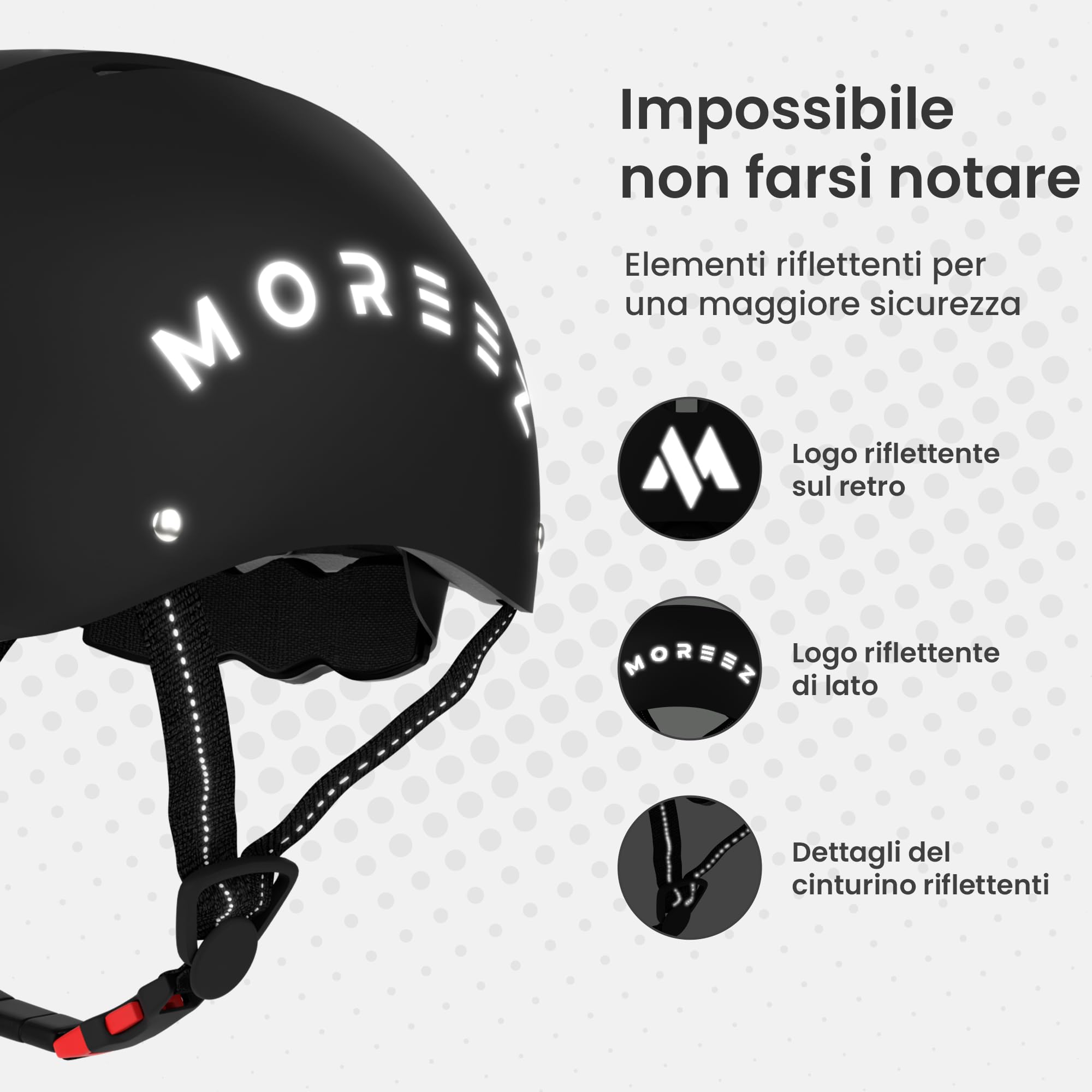 MOREEZ Casco per bambini a partire da 1 anno (1 – 7 anni), robusto e comodo, casco da bicicletta in ABS, misura regolabile XS (46 – 50 cm) & S (51 – 54 cm), unisex, ventilato