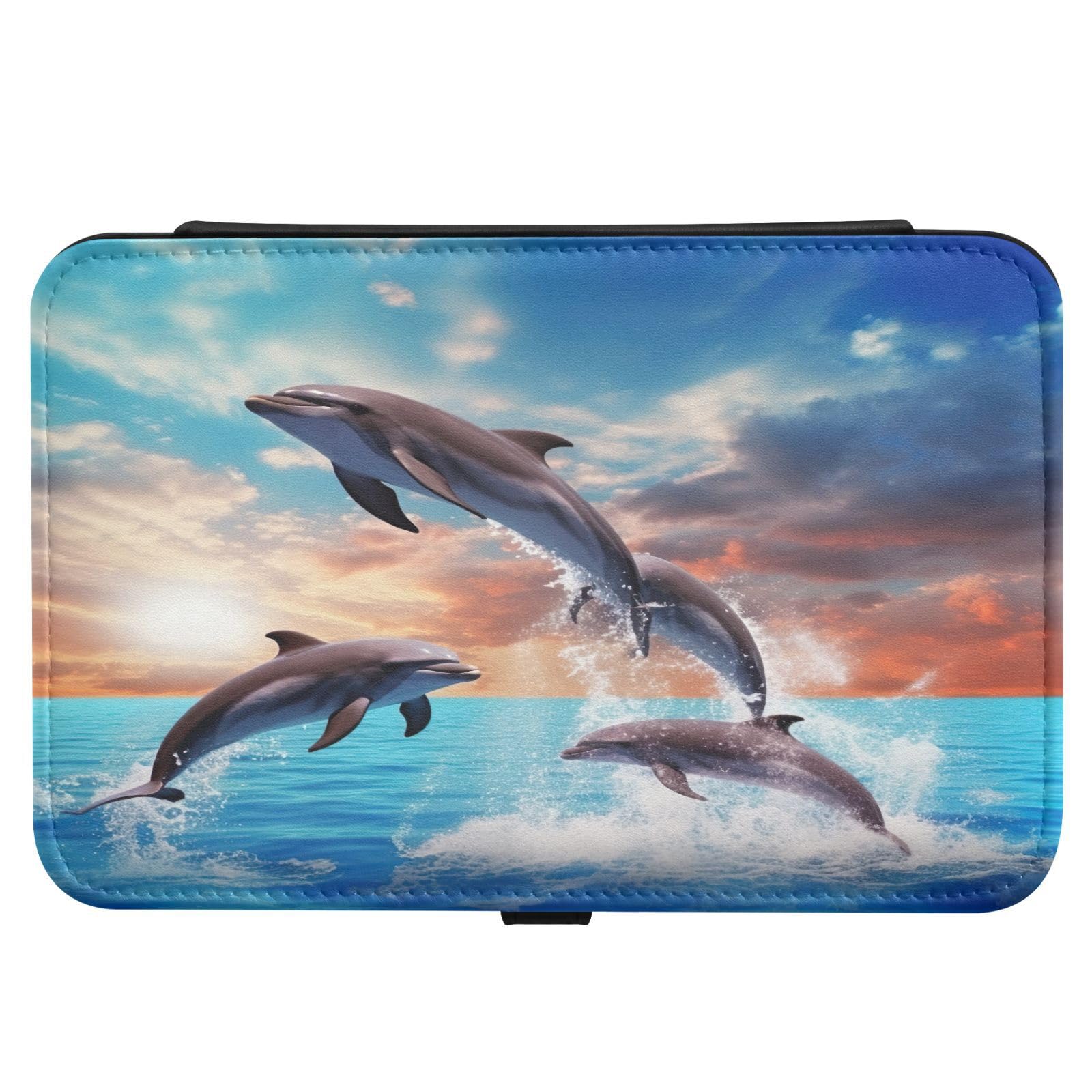 Haskirky Cute Dolphins Jewelry Box Portable PU Leather Travel Jewelry Organize for Women Jewelry Storage Display Holder for Ring, Necklace, Earring