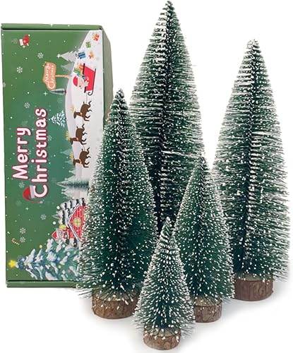 MTKZKAF Mini cepillo artificial para botellas, árboles de Navidad para decoración de Navidad, árbol de Navidad con base, decoración de Navidad para