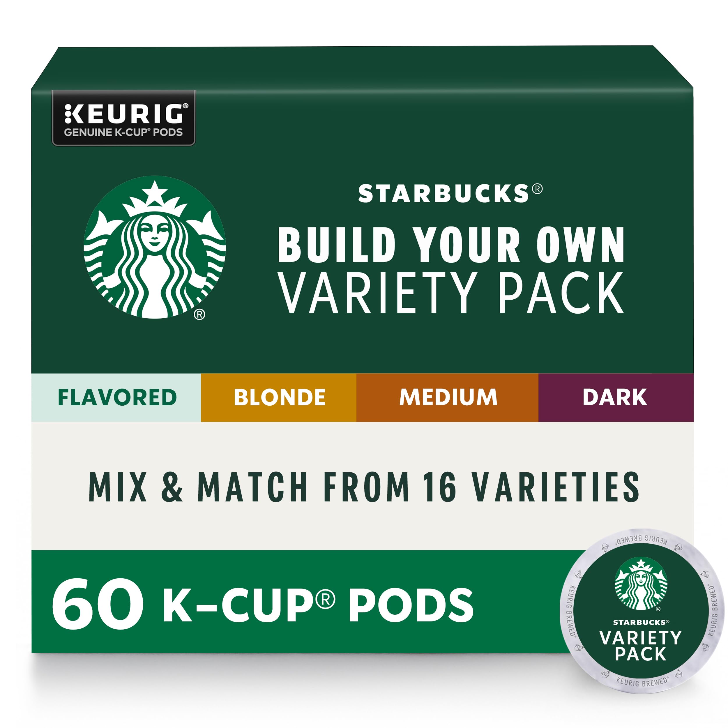 Starbucks Coffee, Keurig K-Cup Pods, Custom Build Your Own Variety Pack, 60 Pods