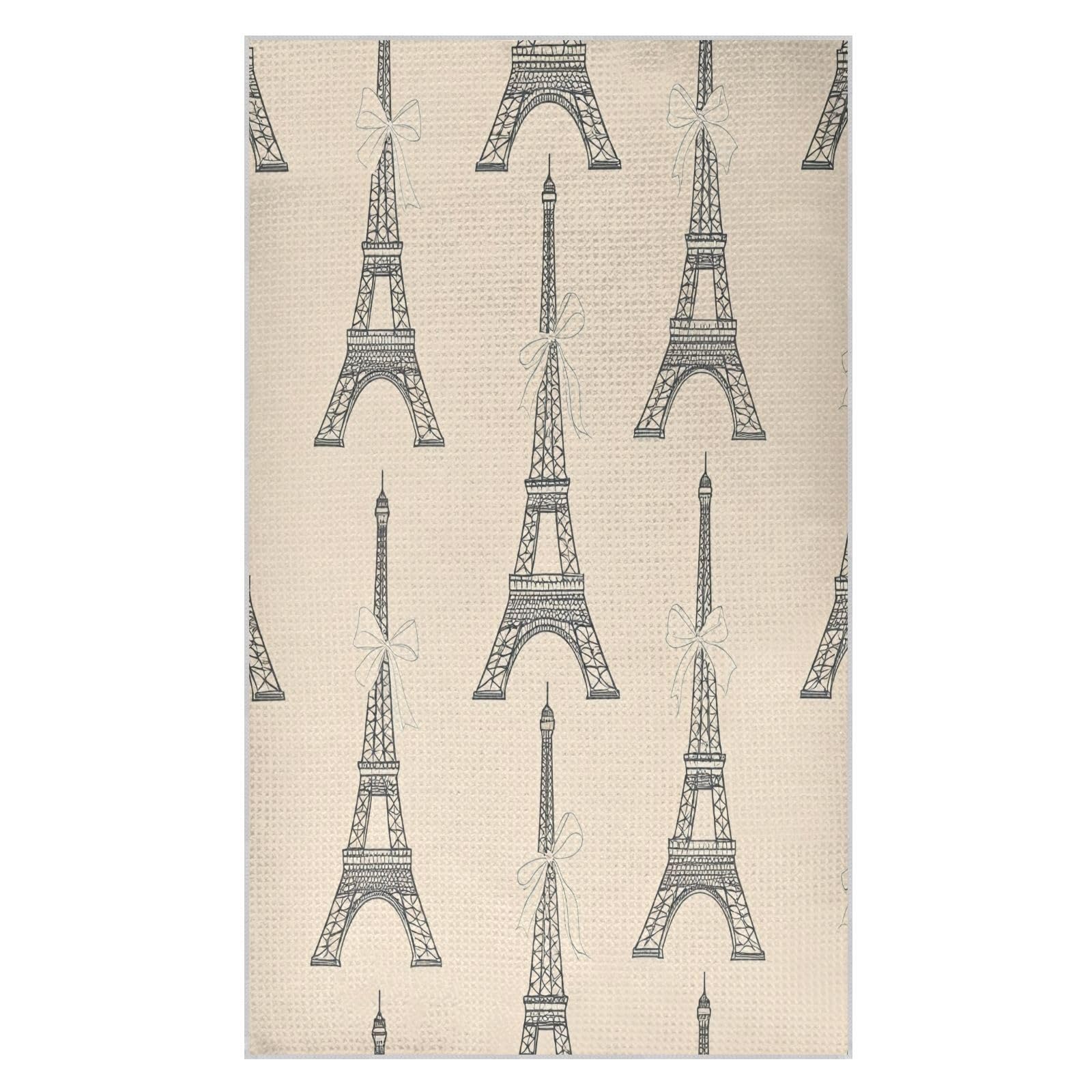 BURSTDDY Eiffel Tower Bows Kitchen Towels,Absorbent Dish Towels 1 Pack