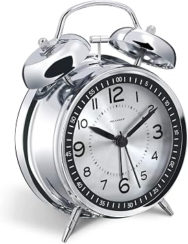 Peakeep Loud Alarm Clock for Heavy Sleepers Adults, Metal 4 Inches