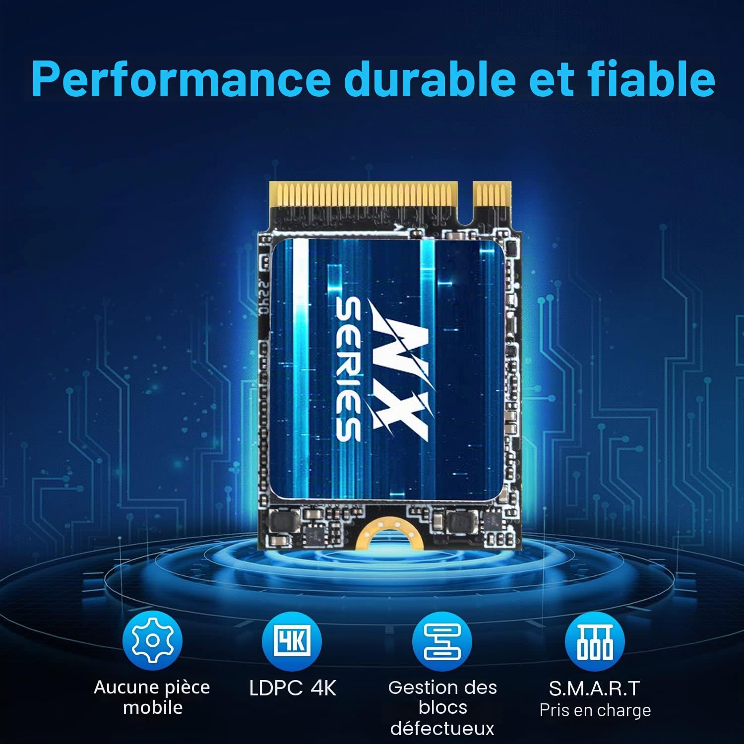 KingSpec 256Go Disque SSD M.2 2230, M2 NVMe Gen3x4 – Vitesse de Lecture jusqu'à 3500 Mo/s, SSD Interne PCIe3.0 Compatible avec Steam Deck/Surface Pro/Ordinateur Portable