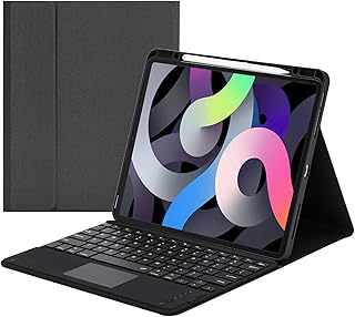NB Capa para teclado (Touch Mouse) para iPad Pro 12,9 polegadas (2021/2020/2018), capa para teclado Bluetooth sem fio, capa traseira de TPU macio com suporte para lápis