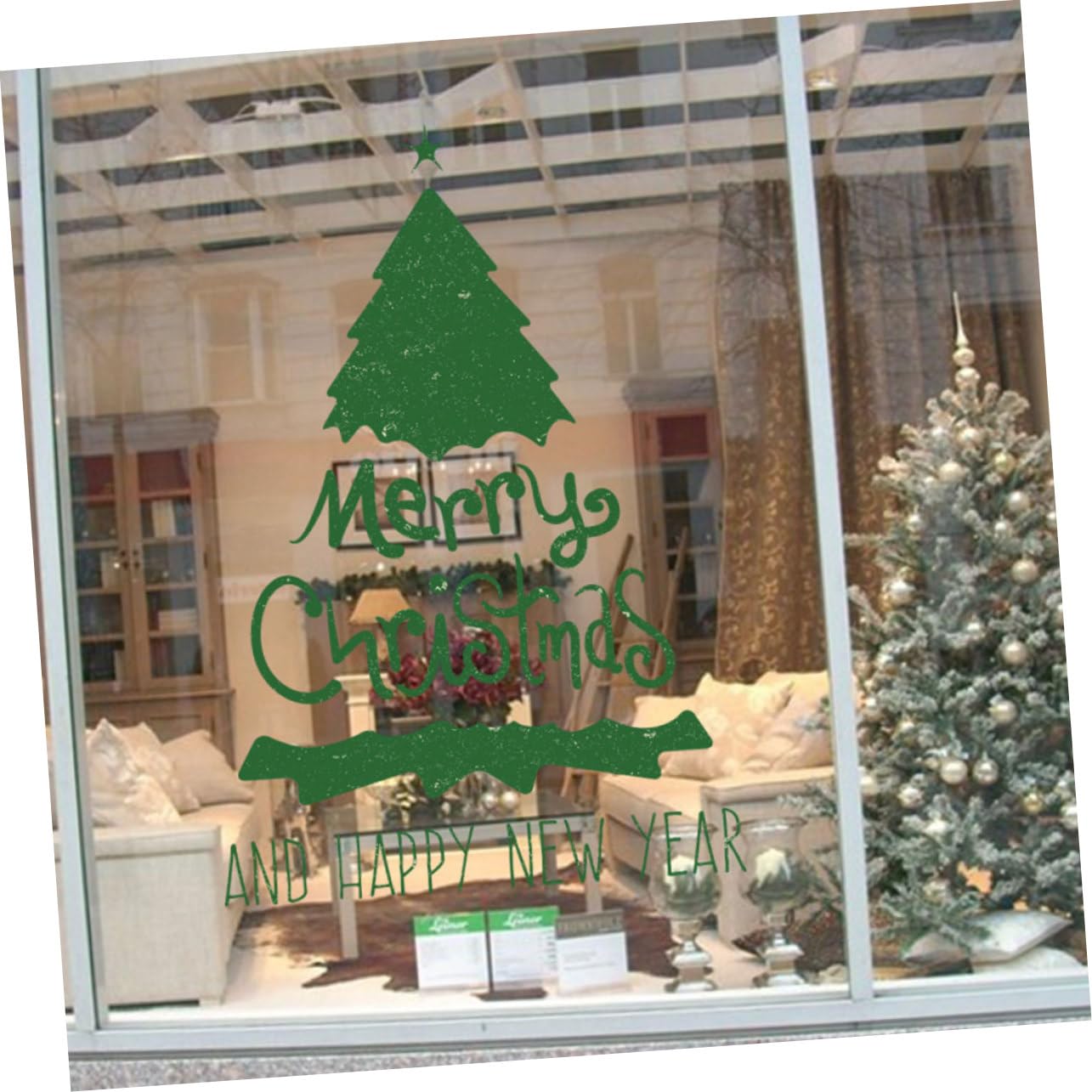 PRETYZOOM 10 Blätter Wandtattoo Weihnachtsbaum Weihnachtsfeier Weihnachtsdekorationen Für Schlafzimmer Türaufkleber Für Weihnachten Fensteraufkleber Für Den Urlaub Weihnachtswand Green Pvc