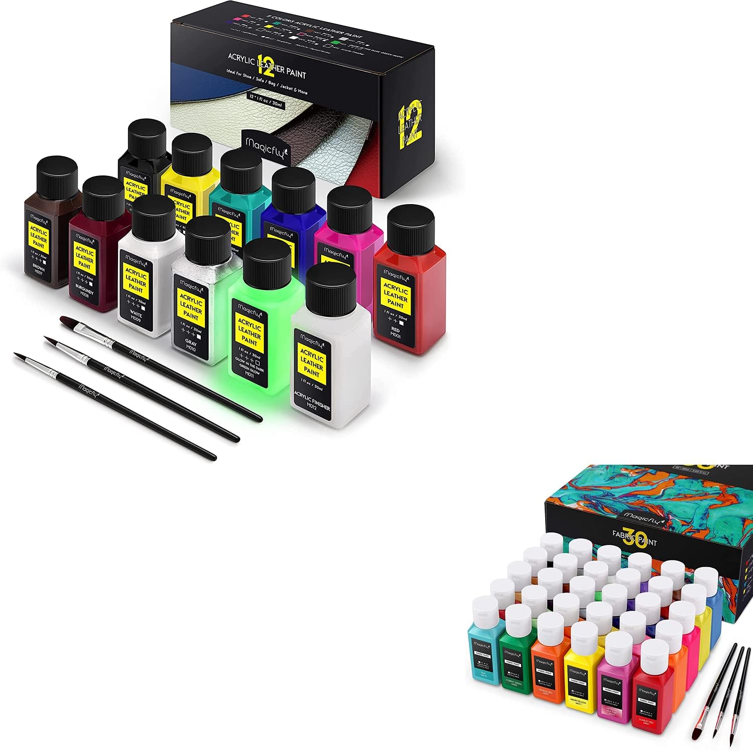 Magicfly 11 Colors Acrylic Leather Paint Set 30 Colors