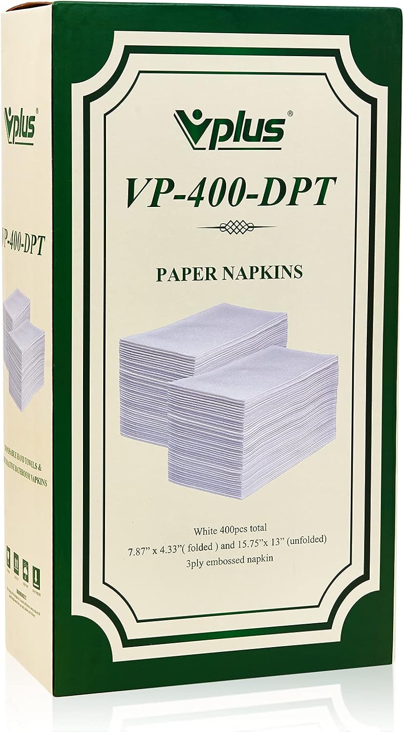 400 Pack Vplus Premium Quality Guest Towels Disposable Dinner Napkins Soft, Absorbent, Party Napkins for Wedding Reception ,Parties, Dinners or Catering Events，and Everyday Use (White, 400) : Everything Else