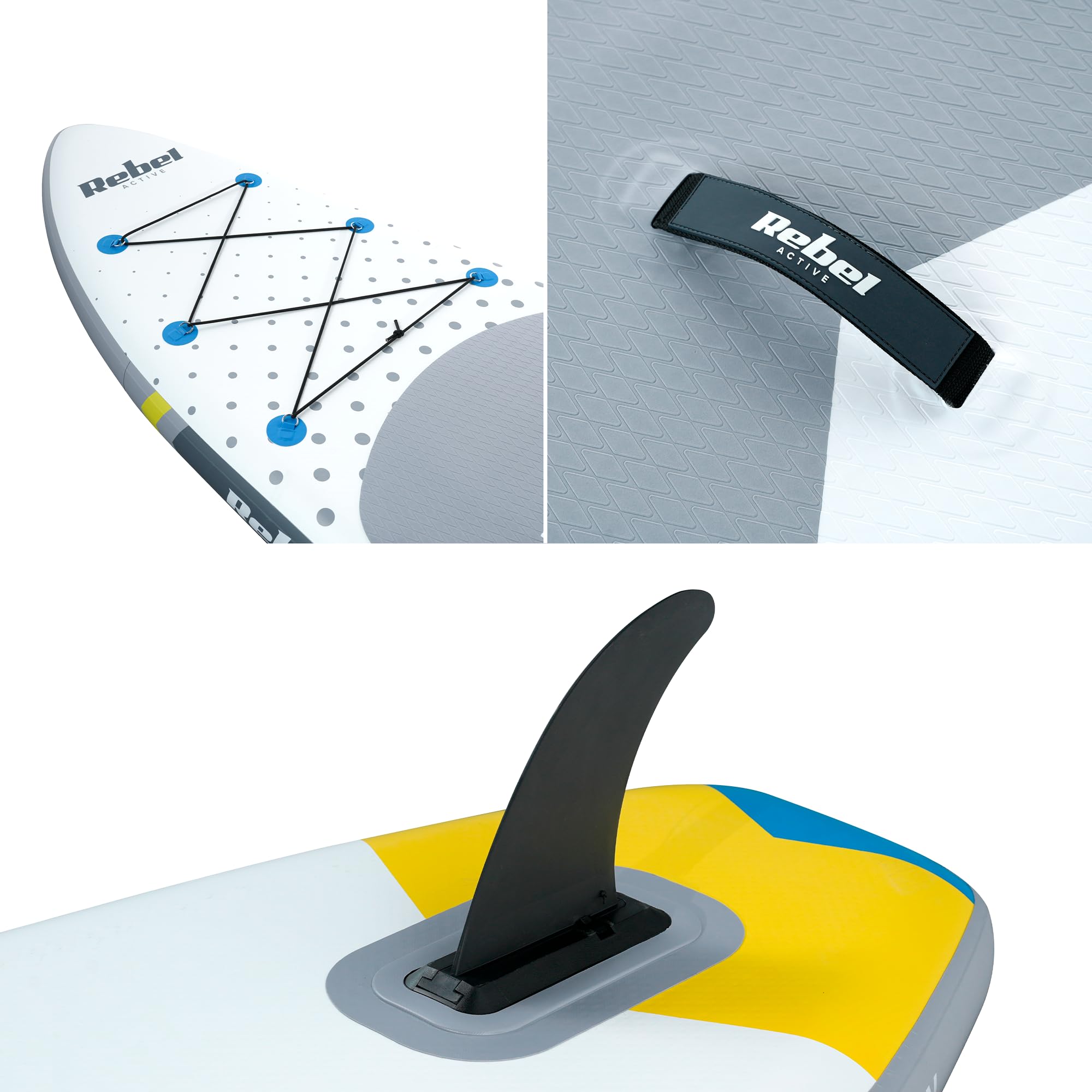 Rebel Electro Deska SUP Pompowana do Pływania Drop-Stitch 350 cm Zestaw Wiosło Pompka Plecak RBA-4500-WH