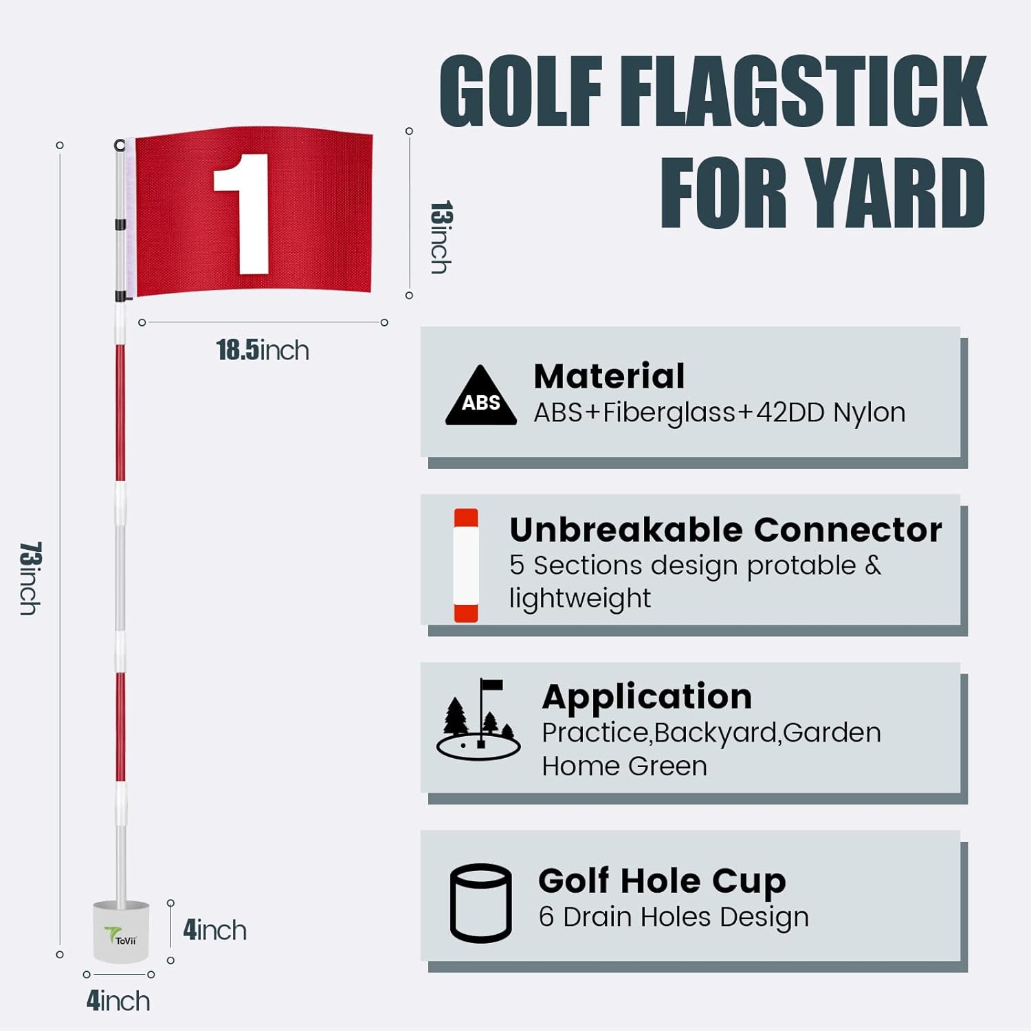 Buy ToVii Golf Flagstick 6 feet golf flag Hole Cup Set,Golf Pin Flags