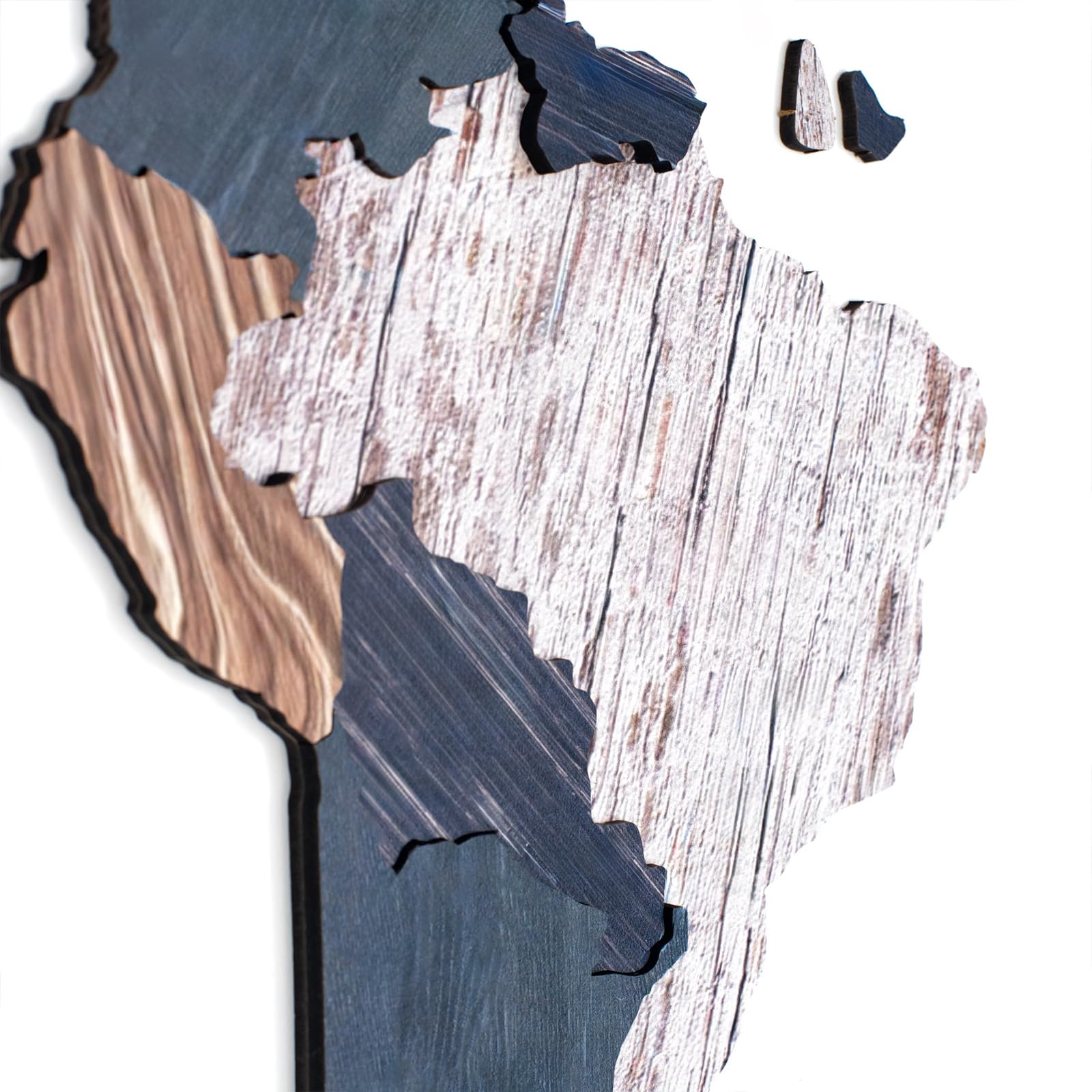 Enjoy The Wood Mapa del Mundo de Madera a Color con Ríos y Lagos - Arte de Pared 3D Decoración del Hogar - Mapa de Viajes de Madera en Todos los Tamaños - Idea de Regalo (L, Mystery)