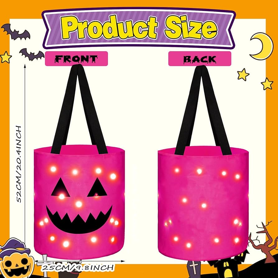 Amazon.com: Sadnyy 3 Pcs Halloween Trick or Treat Bags Light