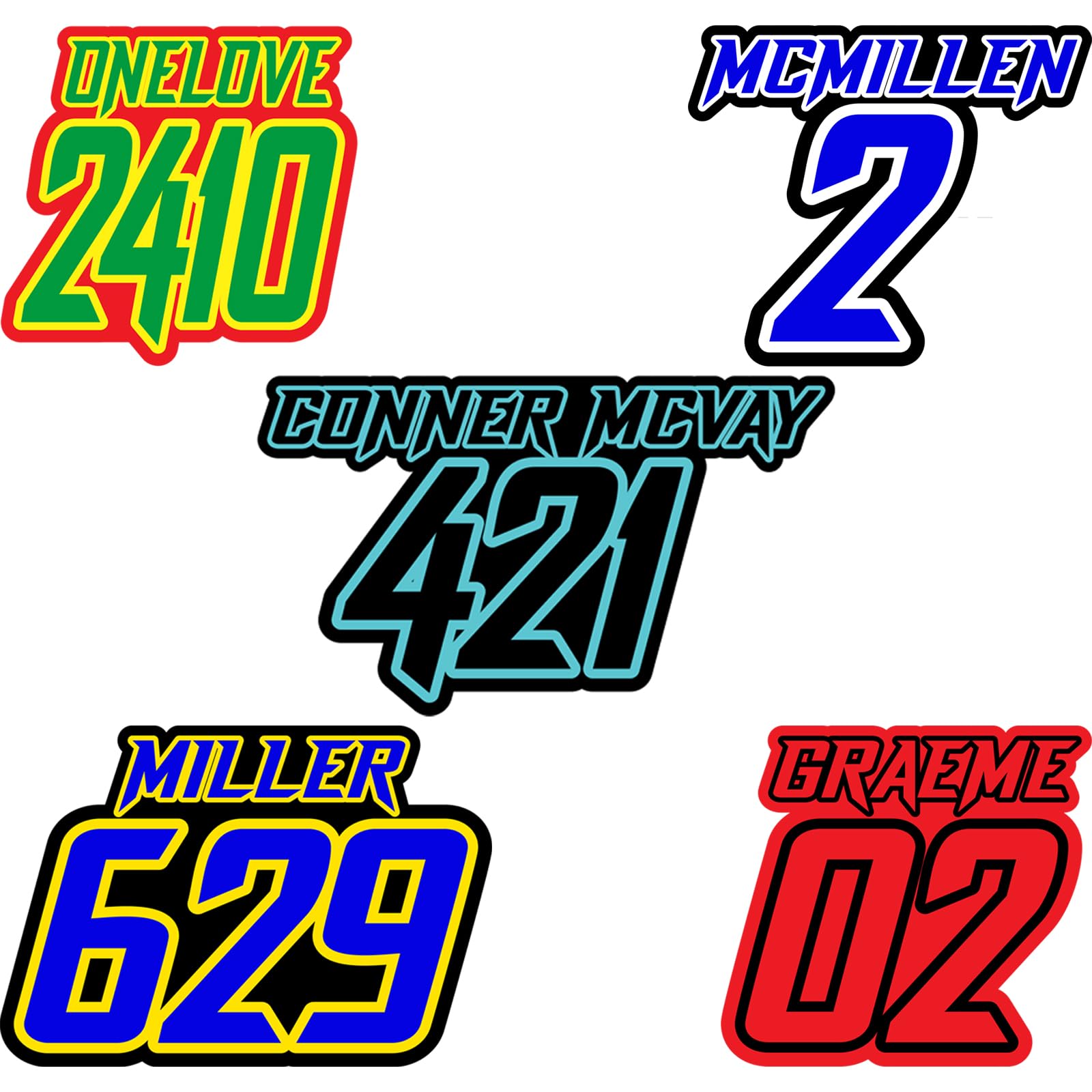 KETABAO Custom Racing Number & Name Stickers - Personalized Vinyl Decals | Add Your Name & Number | Bold Design with Vibrant Outline | Perfect for
