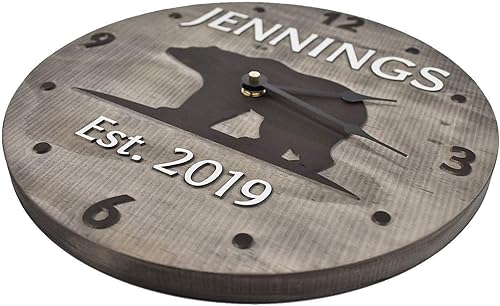Miniatura 6 de 11 Inch Wooden Bear Clock Personalized with Last Name and Wedding Year - Handmade Anniversary Gift