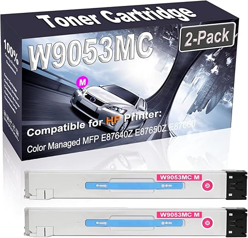 Paquete de 2 cartuchos de tóner para impresora W9053MC de alto rendimiento compatible con impresoras HP Color Managed MFP E87640Z E87650Z E87660