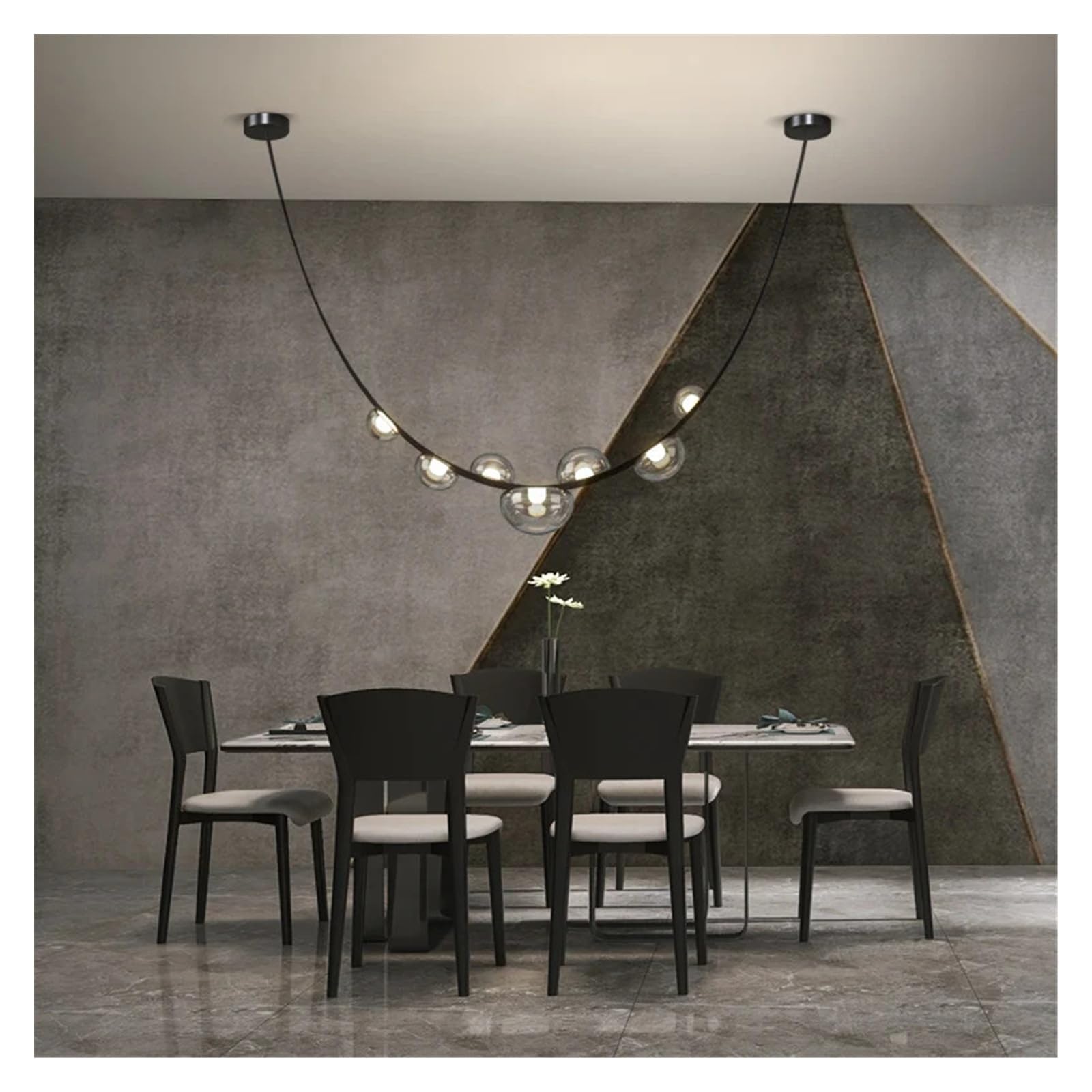 Nordic salon prosty szklany żyrandol sufitowy schody duplex luksusowy design restauracja sala wystawowa retro skóra (czarny 3m, pilot zdalnego sterowania)