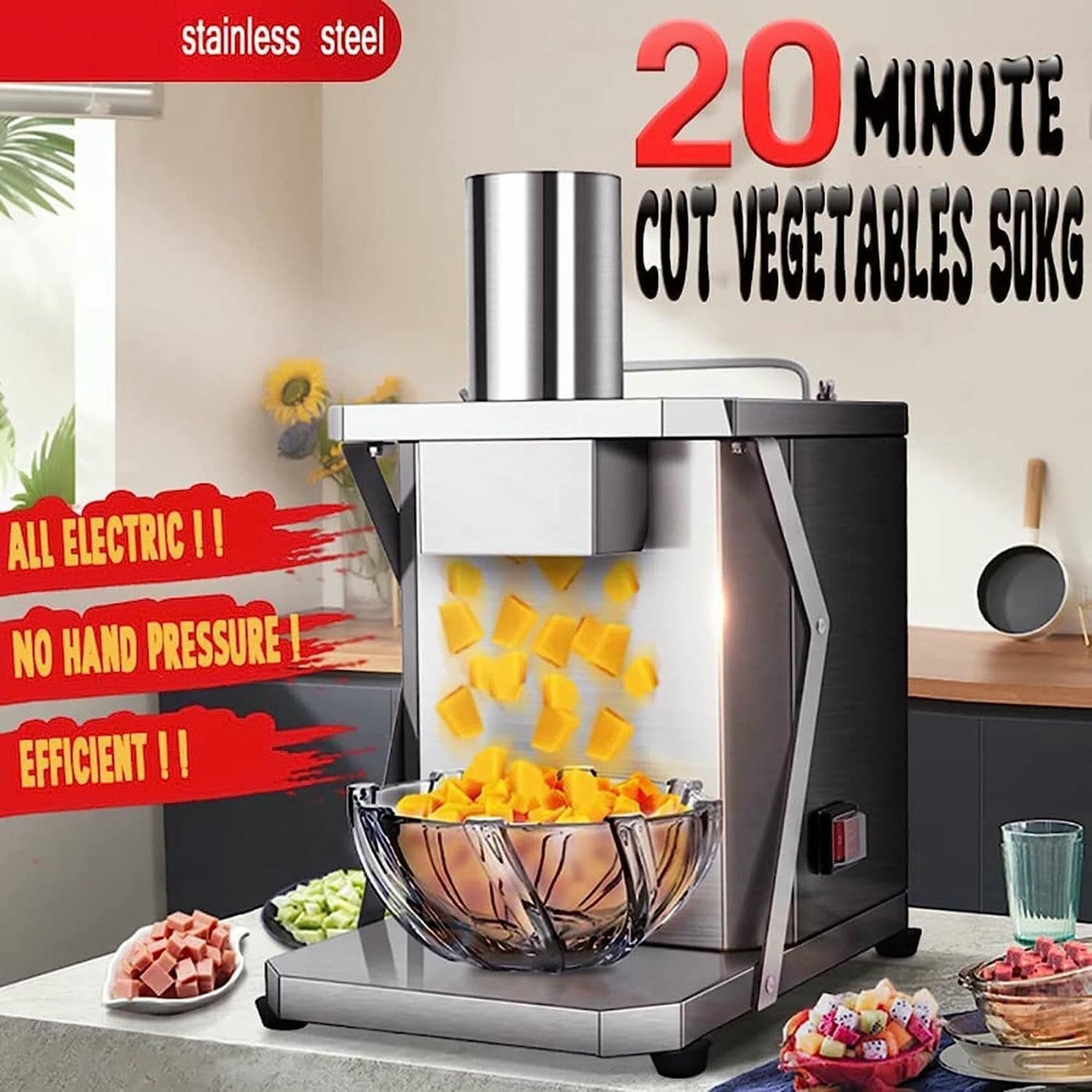 Chopper Vegetale Elettrico Da 250 W, Grattugia Di Formaggio, Sorgente Vegetale, Affettatore A Spirale In Acciaio Inossidabile, Trituratore Di Verdure Elettriche, Chopper Alimentare Commerciale.