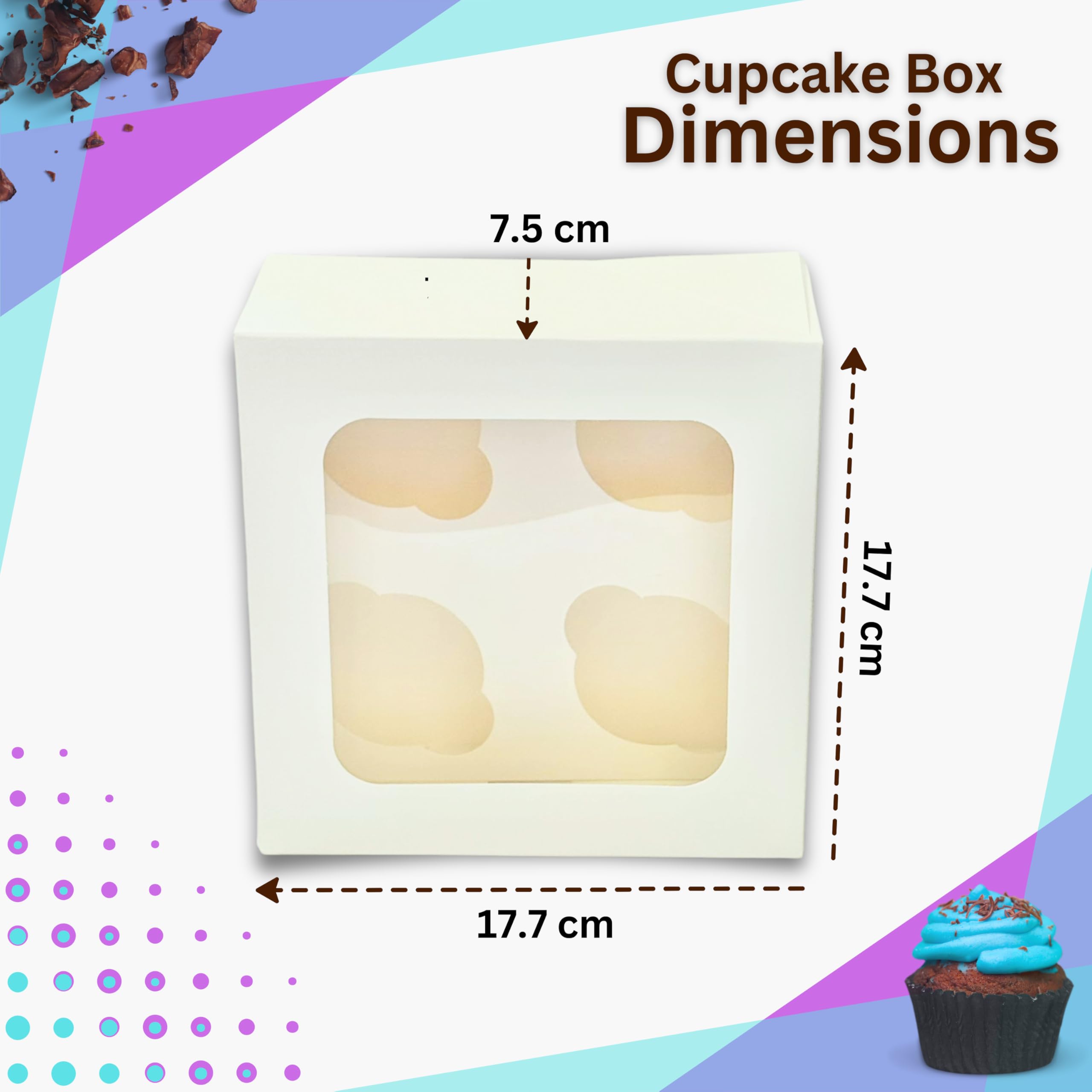 PACK N TRADE - Scatole per cupcake a 4 fori, inserti rimovibili, scatole profonde per cupcake, scatole