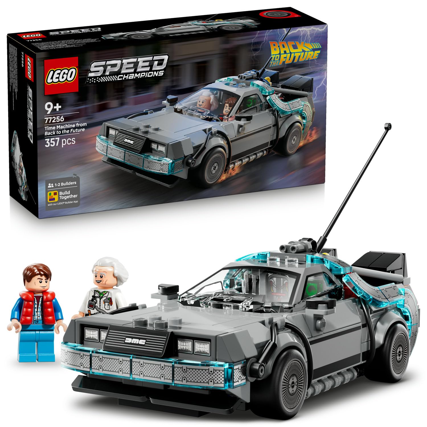 LEGO Speed Champions Geleceğe Dönüş’ten Zaman Makinesi 77256-9 Yaş ve Üzeri Çocuklar için Doktor Brown ve Marty McFly Minifigürleri İçeren Yaratıcı Oyuncak Yapım Seti, Hediye Fikri (357 Parça)