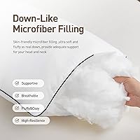 Vista 3 de Acanva Juego de 4 almohadas refrescantes para dormir, relleno suave de plumón 3D de alta calidad para dormir de espalda, estómago o de lado