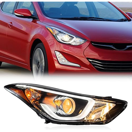 TODO Headlights with LED DRL Assembly Compatible with 2014 2015 2016 Hyundai Elantra Sport Limited Head Light with LED Side Marker Light Replacement 92102-3Y510, Passenger Right Side