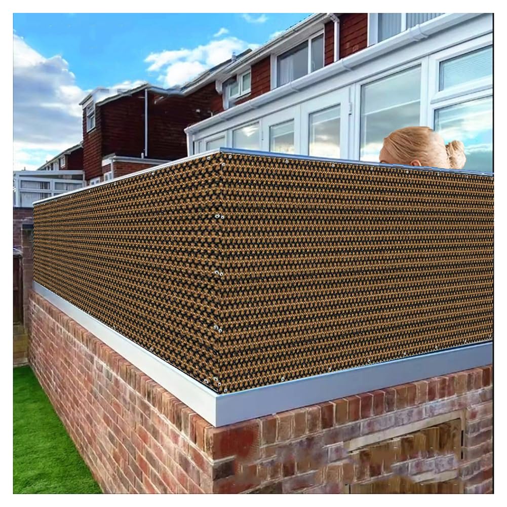 Sichtschutz Garten Balkon Datenschutz-Bildschirmabdeckung Windschutznetz Zaun Sonnenschutz Die Markise Atmungsaktiv HDPE Balkonumrandung Mit Nylon Kabelbinder,Braun,1.2x6m