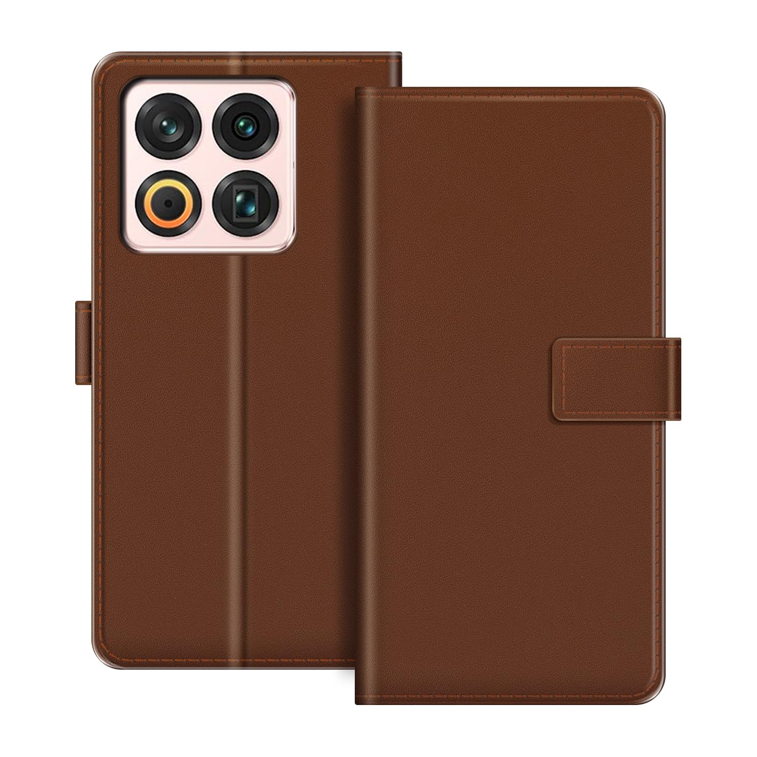 Leather Wallet Case Compatible with Meizu 22 5G 2025 Flip Cover with Card Holder & Kickstand, Magnetic Closure, Shockproof Folio Colorful Style (Brown)