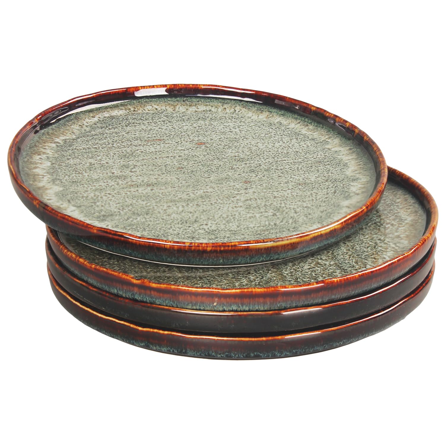 jinsongdafa Appetizer plate Porcelain Dinner Plates Set of 4,for Main Dish,Steak,Bread,Risotto,Pasta,Salad - Microwave,Oven and Dishwasher Safe,Scratch Resistant durable,9.84 Inch Black