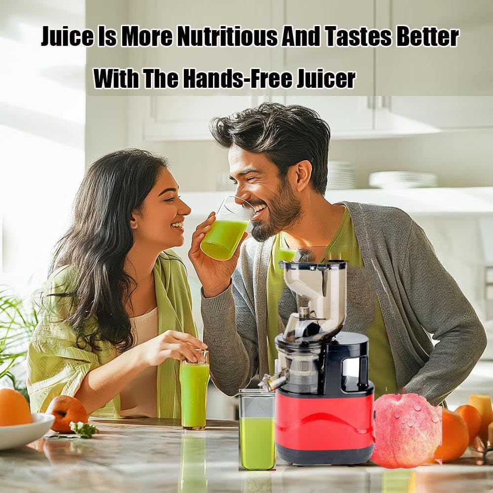 Estrattore di Succo a Freddo Masticatore Automatico 500W Nuovo Design dell'Imbuto Alimentazione con Tecnologia Efficiente Separazione della Polpa Filtrazione senza Tritatura ad Alta Capacità red