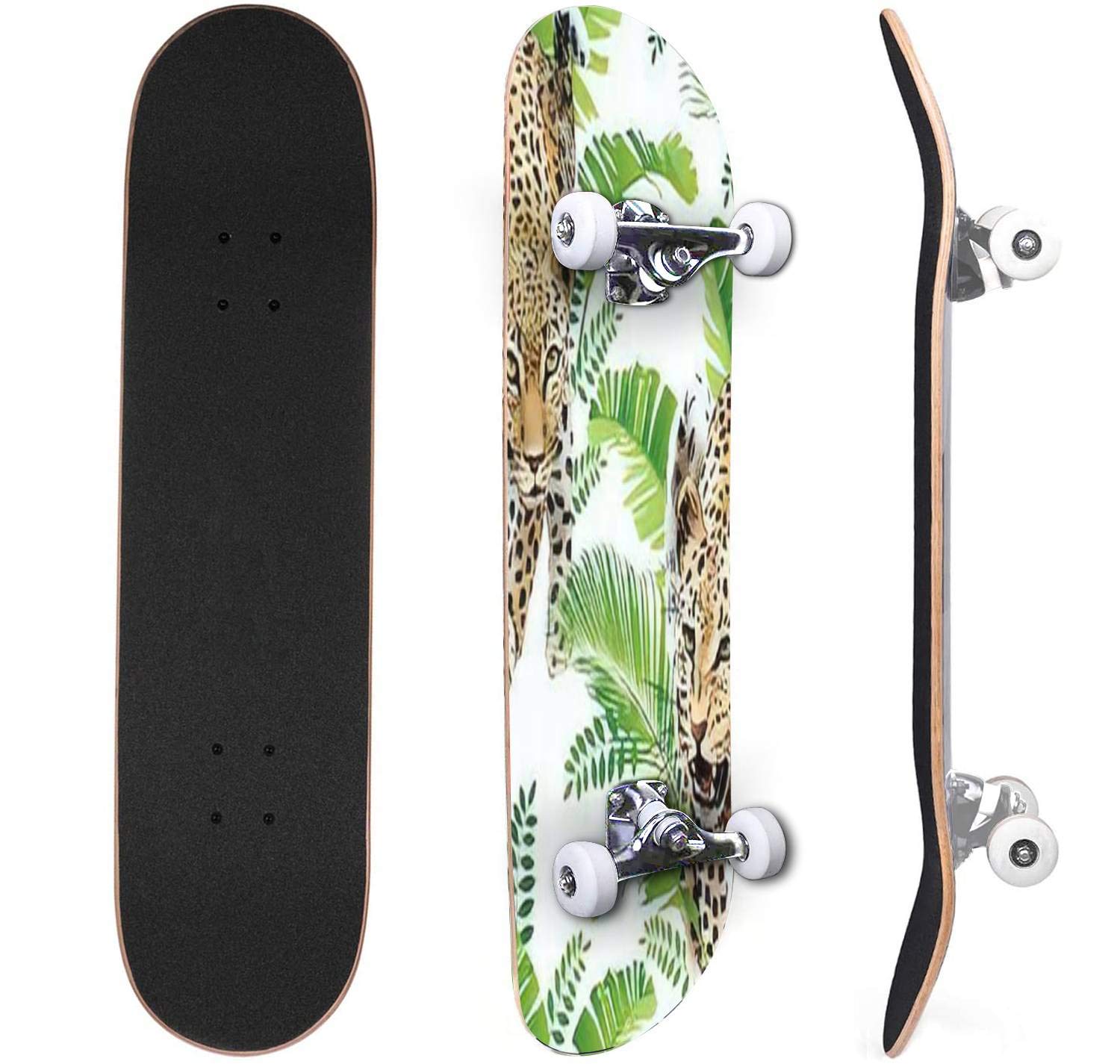 Classic Concave Skateboard Leopard background Seamless pattern Animal print Canadian Maple Trick Skateboards for Beginners and Professionals