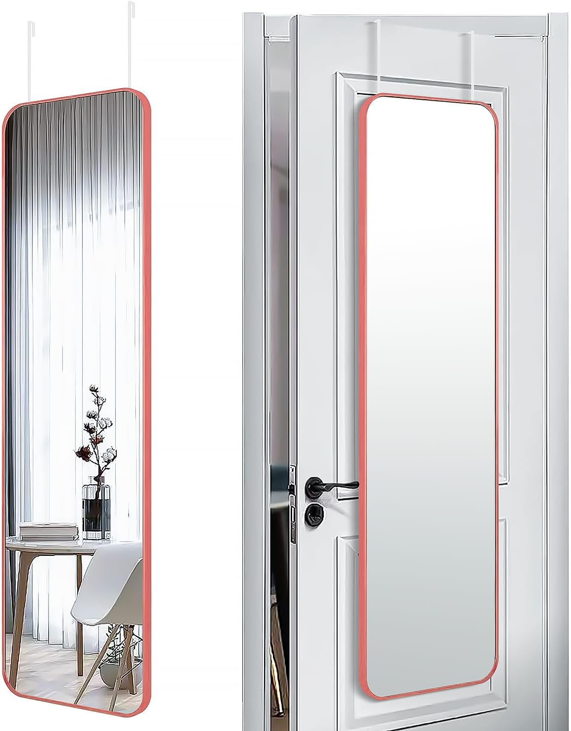 47x14 Mirror Full Body Length Door Hanging or Wall Mounted Metal Frame Dressing Mirrors for Entryway Girl Bedroom Bathroom Living Room 47 14 inch Pink Rose Gold