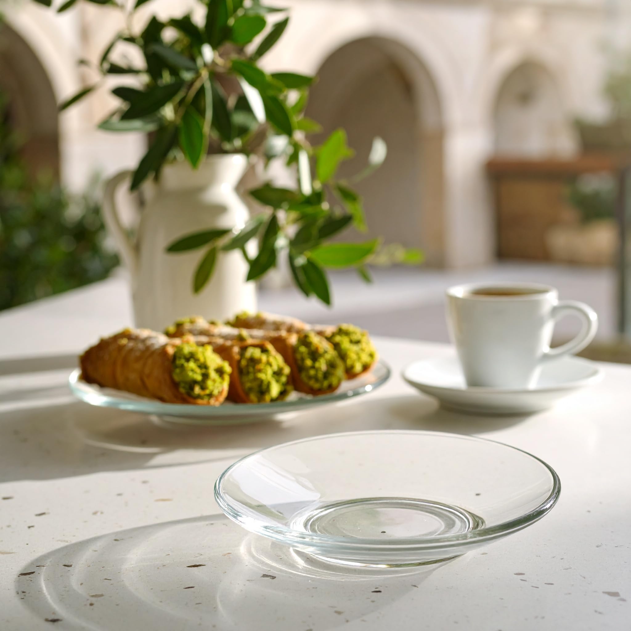 Glasmark KROSNO 1992 Piattino per Caffè Tè Dessert in Vetro Trasparente Rotondo 10,7 cm