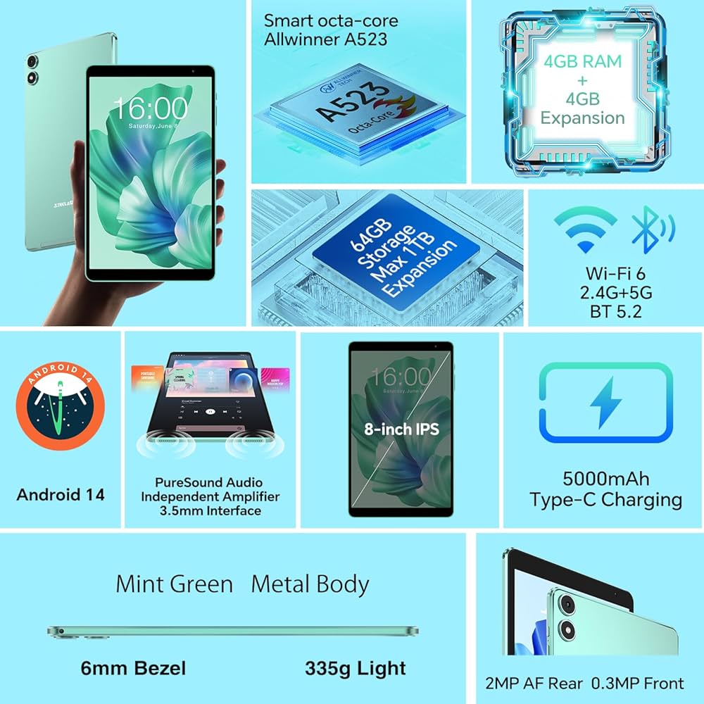 Teclast P85T Android14 Tablet 4+6GB ブルー P85T Tablet