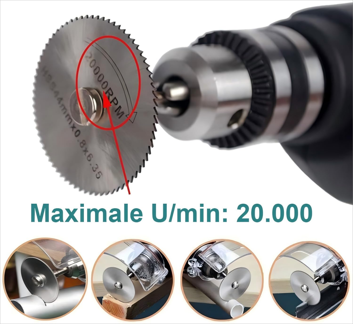 Set di 8 lame circolari, lame in acciaio ad alta velocità per utensili rotanti, lame in acciaio circolare HSS per utensili multifunzione per tagliare legno, plastica e metallo