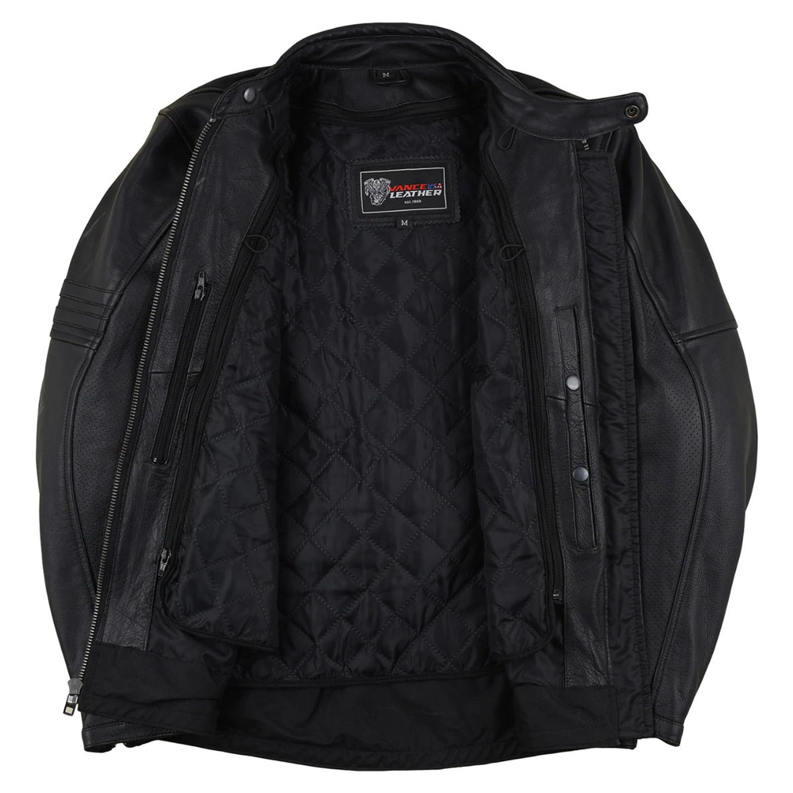 Vance Leathers Mens Commuter Cafe Racer Motorcycle Leather Jacket with Armor — view 4